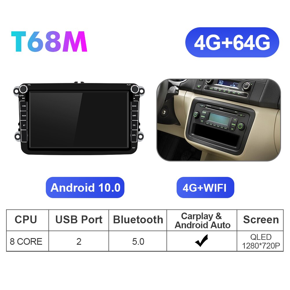 Isudar T72 2 Din Car Multimedia player Android 10 For VW/Volkswagen/POLO/PASSAT B6/B7/Golf/Tiguan/Skoda GPS Car Radio Audio Auto - Premium 0 from TIKIJTRONICS - Just $106.98! Shop now at TIKIJTRONICS