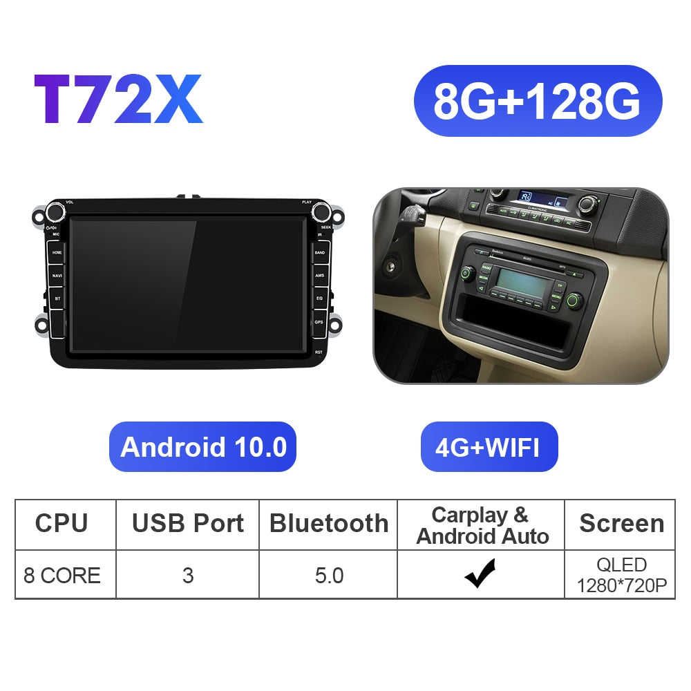 Isudar T72 2 Din Car Multimedia player Android 10 For VW/Volkswagen/POLO/PASSAT B6/B7/Golf/Tiguan/Skoda GPS Car Radio Audio Auto - Premium 0 from TIKIJTRONICS - Just $106.98! Shop now at TIKIJTRONICS