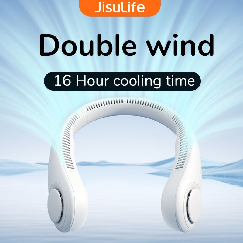 JISULIFE Portable Neck Fan USB Rechargeable Bladeless FAN MINI Electric Ventilador Silent Neckband Wearable Cooling for Sports - TIKIJTRONICS # 0