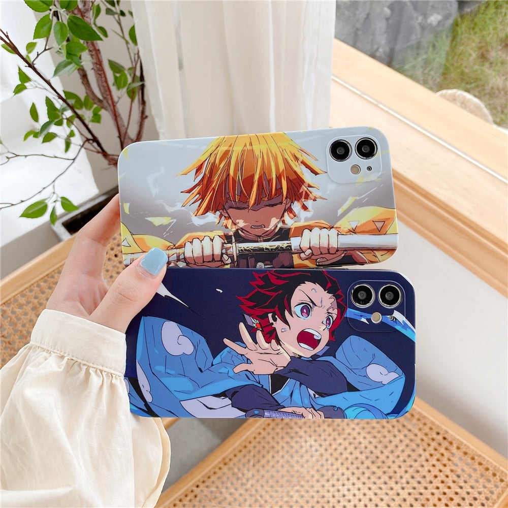 Japan Anime Demon Slayer Kamado Tanjirou Nezuko Phone Case for IPhone 14 13 12 11 Pro X Xs Max XR 7 8 Plus Soft Silicone Cover - TIKIJTRONICS # 0