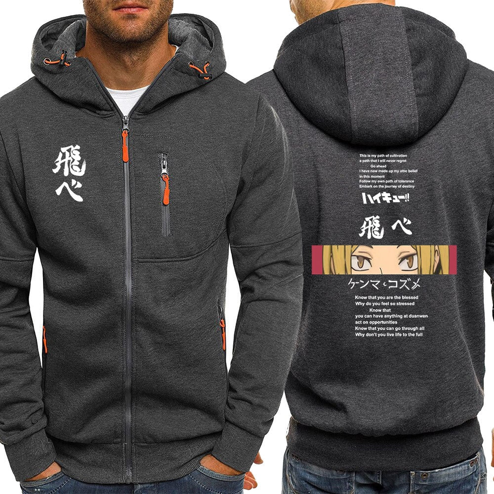 Japanese Cartoon Haikyuu Printing Hoodies Men Casual Jacket Japanese Anime Z Mens Sweatshirt Hoodie Male 2019 Coats Tracksuits - TIKIJTRONICS # 0