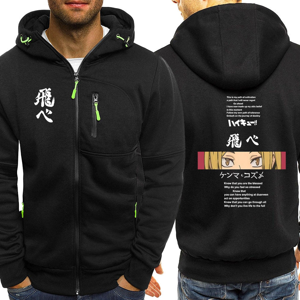 Japanese Cartoon Haikyuu Printing Hoodies Men Casual Jacket Japanese Anime Z Mens Sweatshirt Hoodie Male 2019 Coats Tracksuits - TIKIJTRONICS # 0