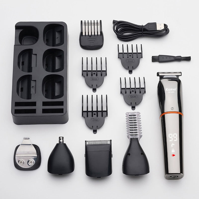 KEMEI Electric Hair Clipper LED Display for Men Professional Hair Trimmer USB Charging Rechargeable Hair Cutting Beard Machine - TIKIJTRONICS 0 SPECIFICATIONSSize: 16*3.9cmOrigin: Mainland ChinaModel Number: Km-5898Material: ABSItem Type: Hair TrimmerCommodity Quality Certification: 3C,ceBrand Name: Kemei TIKIJTRONICS  (Store description)