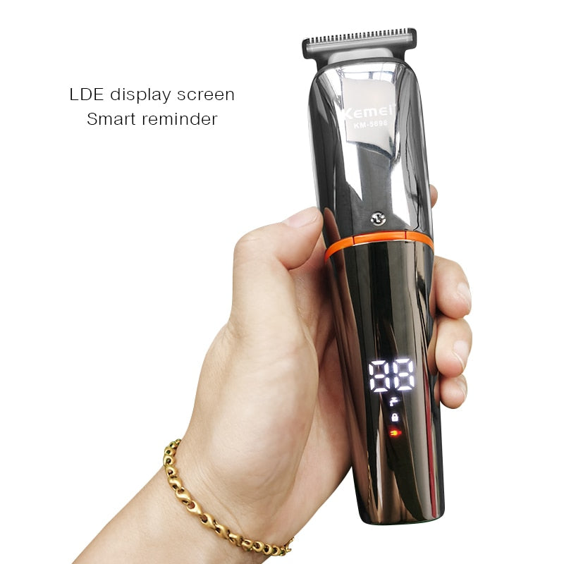 KEMEI Electric Hair Clipper LED Display for Men Professional Hair Trimmer USB Charging Rechargeable Hair Cutting Beard Machine - TIKIJTRONICS 0 SPECIFICATIONSSize: 16*3.9cmOrigin: Mainland ChinaModel Number: Km-5898Material: ABSItem Type: Hair TrimmerCommodity Quality Certification: 3C,ceBrand Name: Kemei TIKIJTRONICS  (Store description)