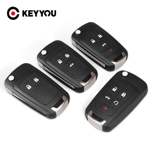 KEYYOU Flip Folding Remote Car Key Shell For Chevrolet Cruze Epica Lova Camaro Impala 2 3 4 5 Button HU100 Blade Replacement - TIKIJTRONICS # 0