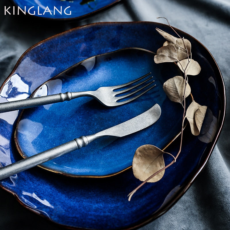 KINGLANG 1/2/4 Pcs  Nordic Ceramic Food Dish Plate Household Pottery Irregular Dish Salad Platter Dish Dinnerware - TIKIJTRONICS 0 SPECIFICATIONSShape: RoundPattern: SolidOrigin: Mainland ChinaMaterial: CeramicBrand Name: KINGLANG TIKIJTRONICS  (Store description)