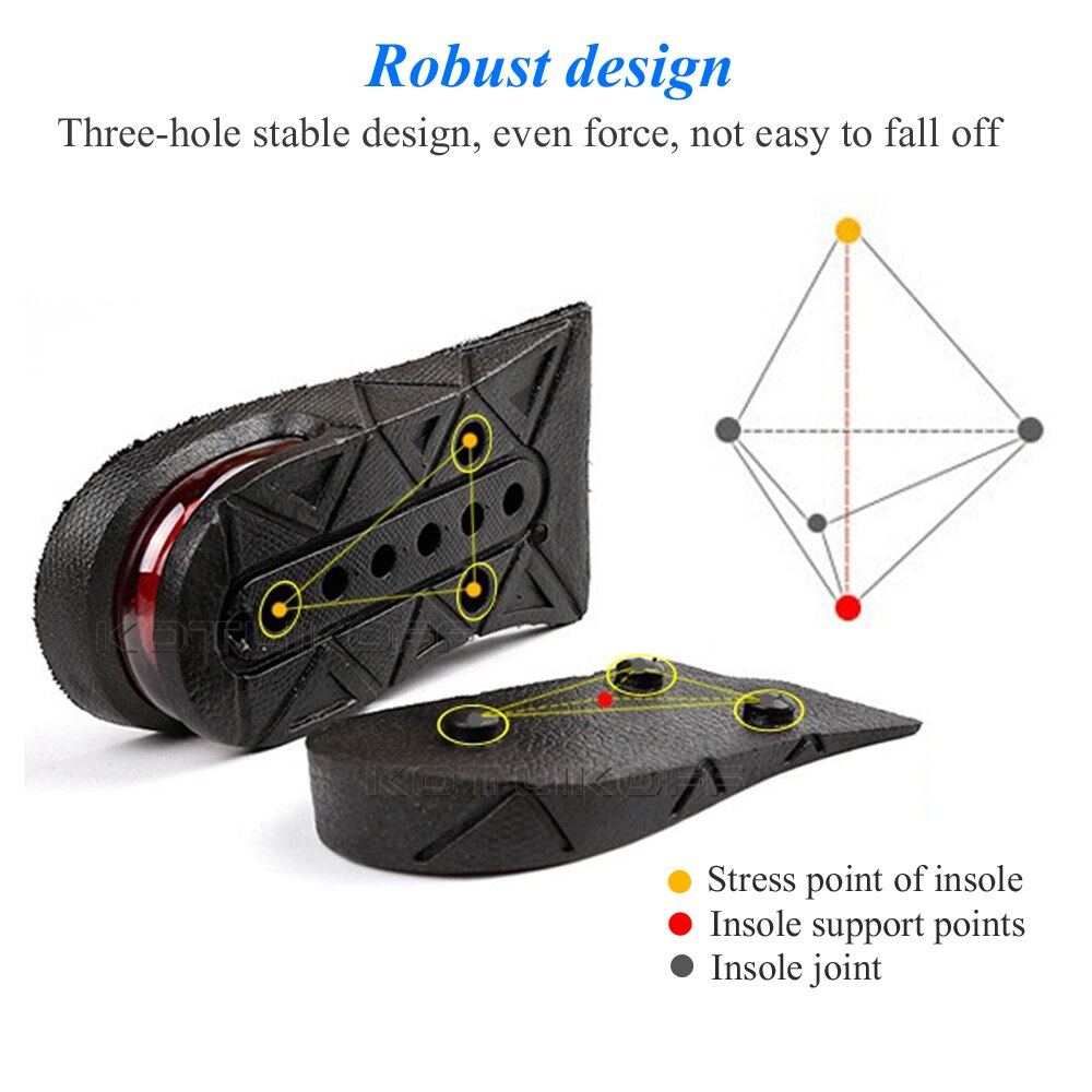 KOTLIKOFF Invisible Height Increase Insole Adjustable 2 Layer 3CM/4.5CM Air Cushion Pads Elevator Soles Insoles Inserts For Shoe TIKIJTRONICS