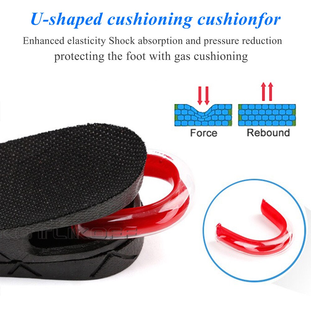 KOTLIKOFF Invisible Height Increase Insole Adjustable 2 Layer 3CM/4.5CM Air Cushion Pads Elevator Soles Insoles Inserts For Shoe TIKIJTRONICS