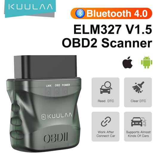 KUULAA OBD2 Scanner Bluetooth 4.0 ELM327 V1.5 OBD 2 Car Diagnostic Tool for IOS Android PC ELM 327 Scanner OBDII Reader - TIKIJTRONICS # 0