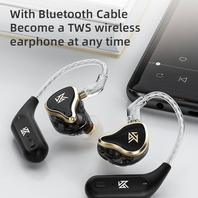 KZ ZAS Earphones 7BA+1DD Dynamic Hybrid Wired Headphones HiFi Bass Sport Headset With Microphones in Ear Monitors TIKIJTRONICS