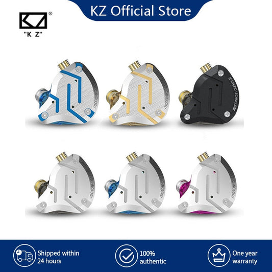 KZ ZS10 Pro Gold Earphones 4BA+1DD Hybrid 10 drivers HIFI Bass Earbuds In Ear Monitor Headphones Noise Cancelling Metal Headset TIKIJTRONICS