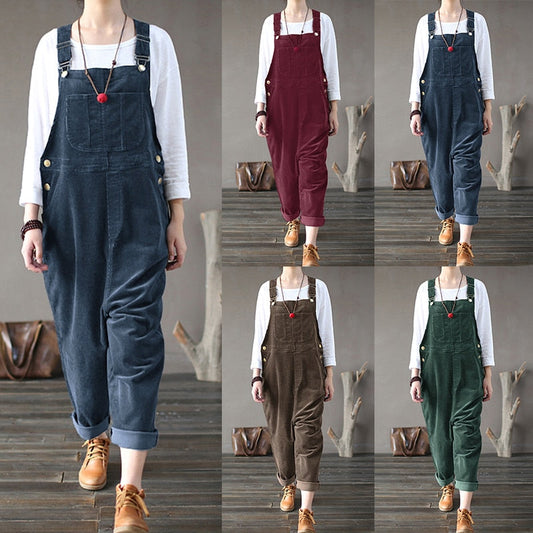 Kaftan Corduroy Overalls Womens Jumpsuits 2023 Autumn Harem Pants Casual Long Pantalon Palazzo Female Button Rompers Playsuit - TIKIJTRONICS # 0