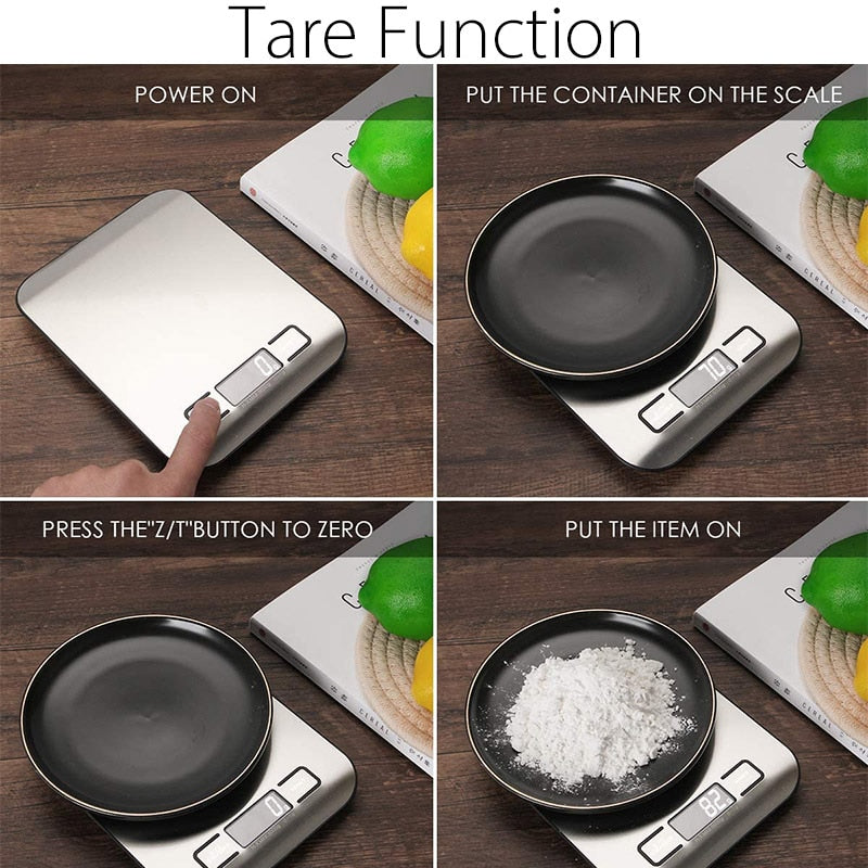 Kitchen Scale Digital 5/10kg 1g Electronic Weight Grams and Ounces Stainless Weighing Balance Measuring Food Coffee Baking Scale TIKIJTRONICS