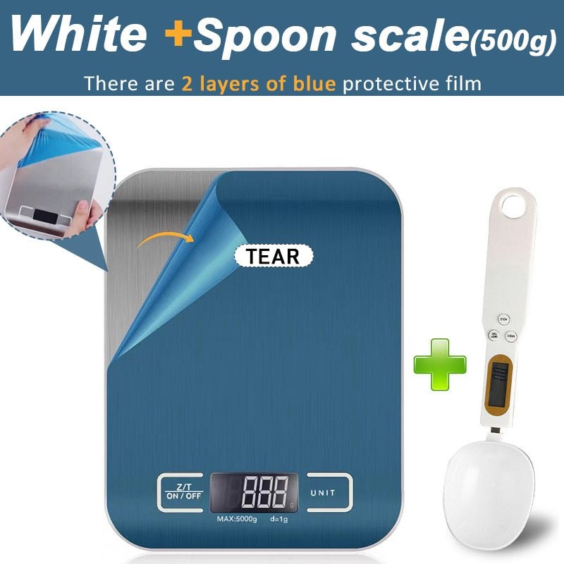 Kitchen Scale Digital 5/10kg 1g Electronic Weight Grams and Ounces Stainless Weighing Balance Measuring Food Coffee Baking Scale TIKIJTRONICS