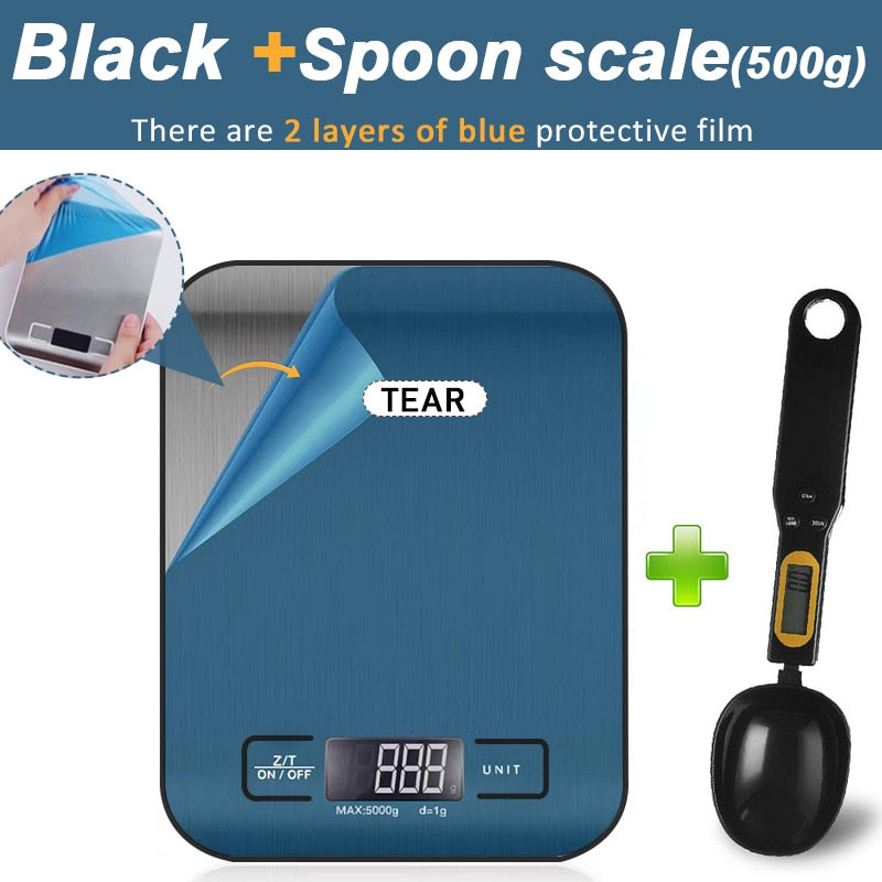 Kitchen Scale Digital 5/10kg 1g Electronic Weight Grams and Ounces Stainless Weighing Balance Measuring Food Coffee Baking Scale TIKIJTRONICS