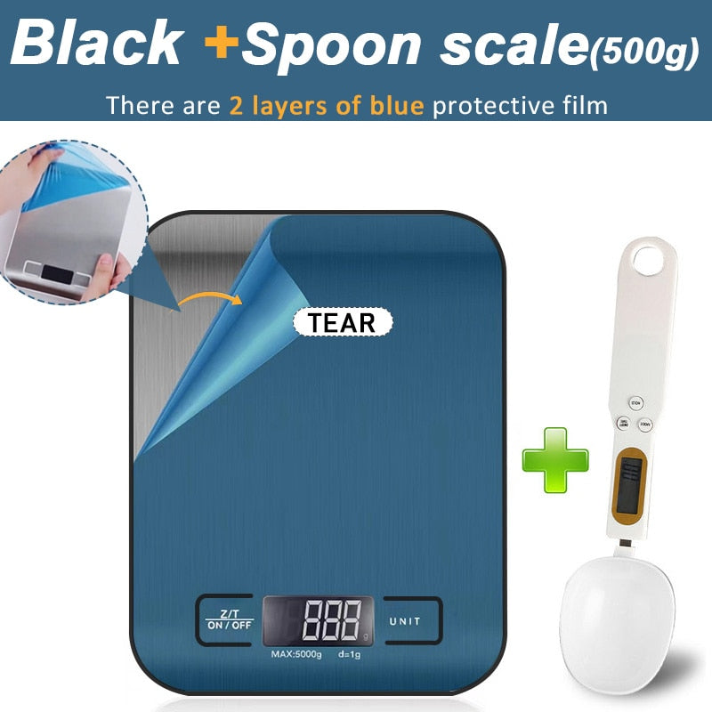 Kitchen Scale Digital 5/10kg 1g Electronic Weight Grams and Ounces Stainless Weighing Balance Measuring Food Coffee Baking Scale TIKIJTRONICS