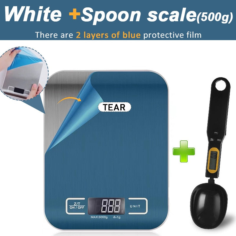 Kitchen Scale Digital 5/10kg 1g Electronic Weight Grams and Ounces Stainless Weighing Balance Measuring Food Coffee Baking Scale TIKIJTRONICS