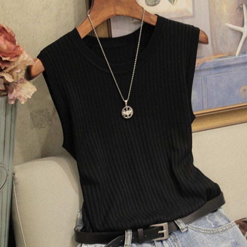 Knitted Vests Women Top O-neck Solid Tank Blusas Mujer De Moda Spring Summer New Fashion Female Sleeveless Casual Thin Tops 4588 - TIKIJTRONICS # 0