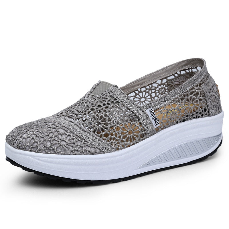 Koovan Women's Mesh Shoes 2023 New Trend Autumn Female Cool Net Shoes Breathable Lace Shake Women Footwear Casual Shoes Mom TIKIJTRONICS