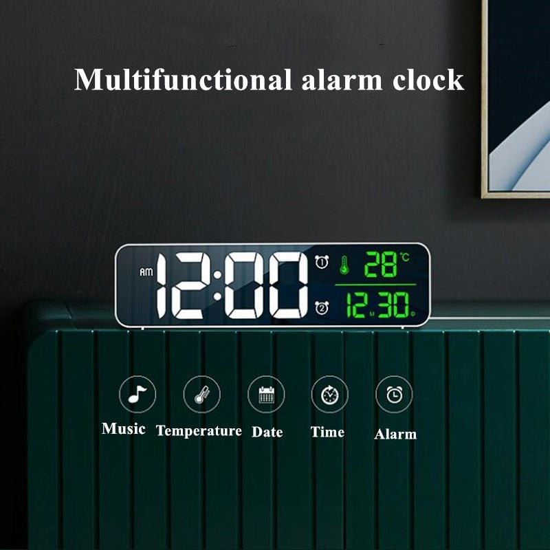 LED Digital Alarm Clock Snooze Temperature Date Display USB Desktop Strip Mirror LED Clocks for Living Room Decoration - Premium 0 from TIKIJTRONICS - Just $10.35! Shop now at TIKIJTRONICS