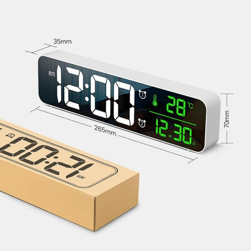 LED Digital Alarm Clock Snooze Temperature Date Display USB Desktop Strip Mirror LED Clocks for Living Room Decoration - Premium 0 from TIKIJTRONICS - Just $10.35! Shop now at TIKIJTRONICS