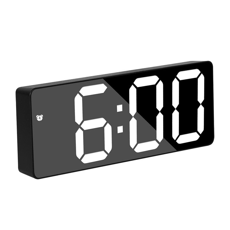 LED Mirror Screen Alarm Clock Creative Digital Clock Voice Control Snooze Time Date Temperature Display Rectangle/Round Style TIKIJTRONICS