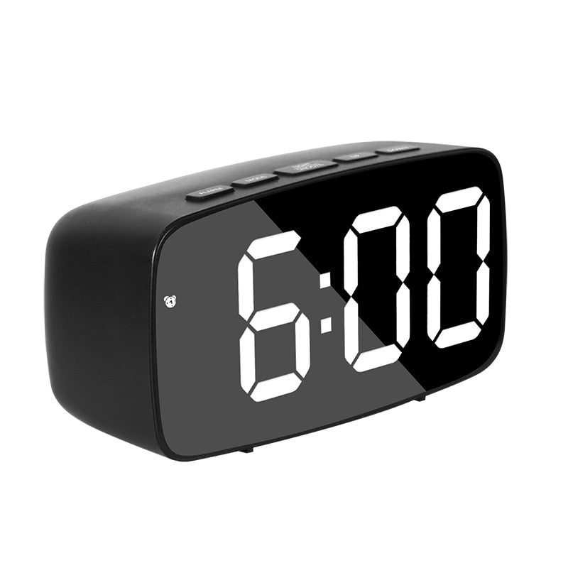 LED Mirror Screen Alarm Clock Creative Digital Clock Voice Control Snooze Time Date Temperature Display Rectangle/Round Style TIKIJTRONICS