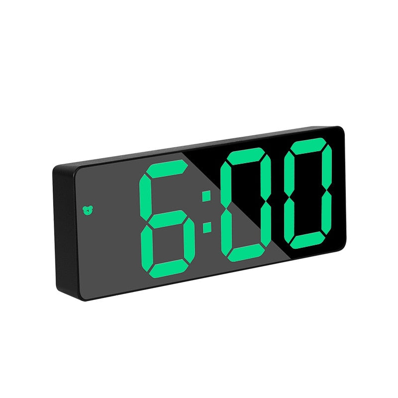 LED Mirror Screen Alarm Clock Creative Digital Clock Voice Control Snooze Time Date Temperature Display Rectangle/Round Style TIKIJTRONICS