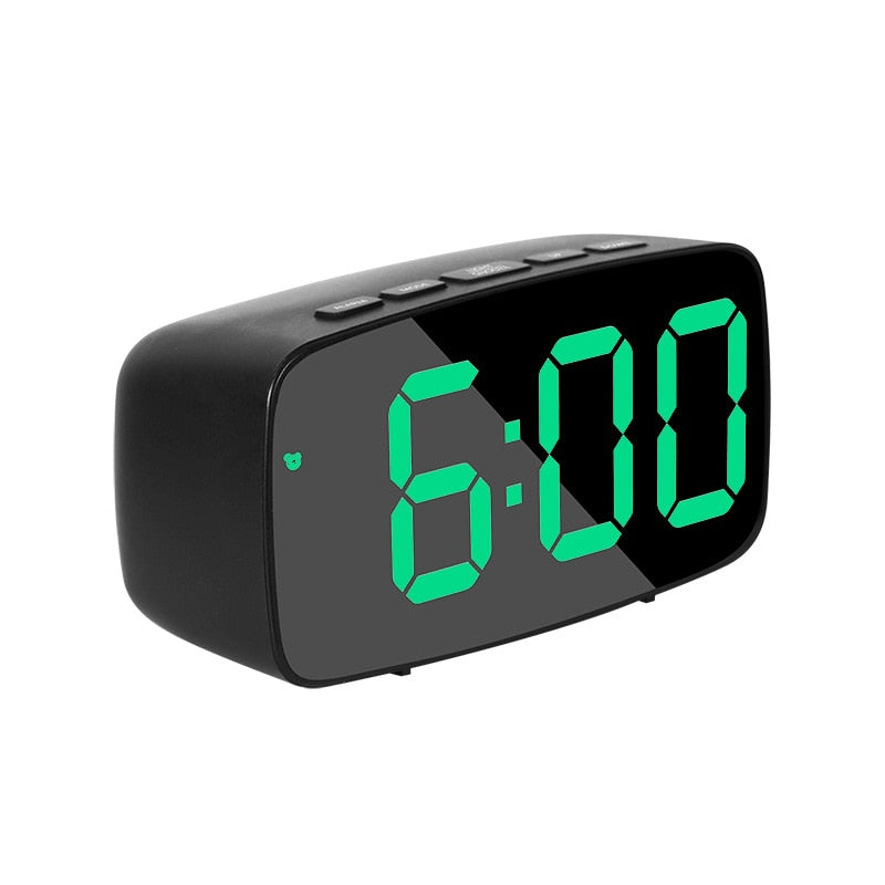 LED Mirror Screen Alarm Clock Creative Digital Clock Voice Control Snooze Time Date Temperature Display Rectangle/Round Style TIKIJTRONICS