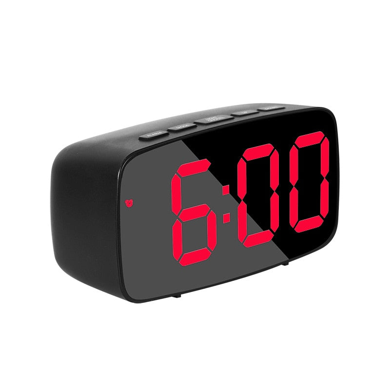 LED Mirror Screen Alarm Clock Creative Digital Clock Voice Control Snooze Time Date Temperature Display Rectangle/Round Style TIKIJTRONICS