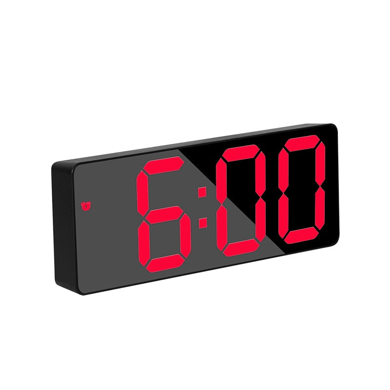 LED Mirror Screen Alarm Clock Creative Digital Clock Voice Control Snooze Time Date Temperature Display Rectangle/Round Style TIKIJTRONICS