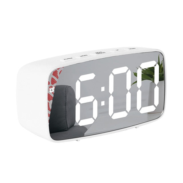 LED Mirror Screen Alarm Clock Creative Digital Clock Voice Control Snooze Time Date Temperature Display Rectangle/Round Style TIKIJTRONICS