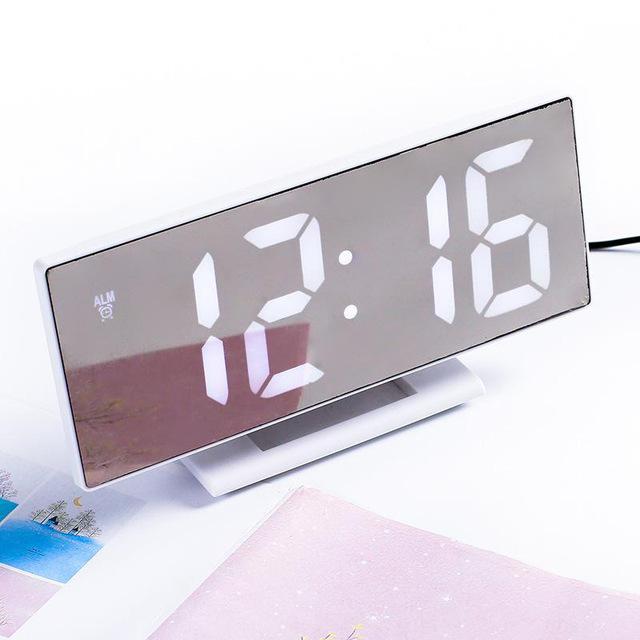 LED Digital Alarm Clock Mirror Electronic Clocks Multifunction Large LCD Display Digital Table Clock with Temperature Calendar - TIKIJTRONICS # 0