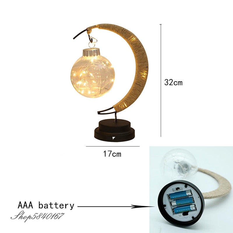 LED Moon Lamp Rattan Night Light Battery USB Night Lamp for Kids Baby Children Bedroom Table Desk Lamp Warm White RGB Nightlight - TIKIJTRONICS # 0