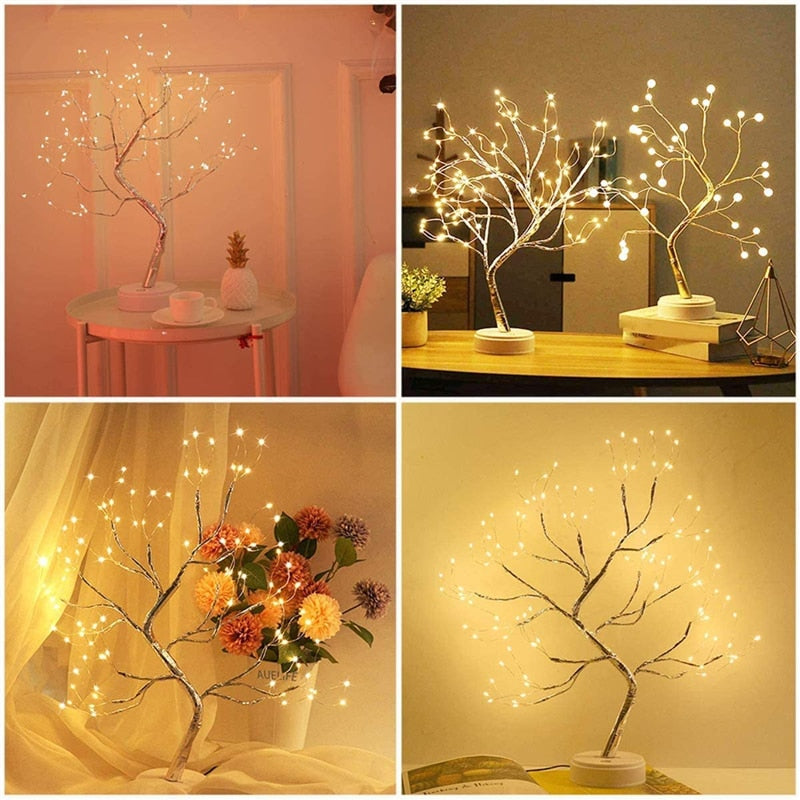 LED Night Light Mini Christmas Tree Copper Wire Garland Lamp For Kids Home Bedroom Decoration Decor Fairy Light Holiday lighting - TIKIJTRONICS # 0