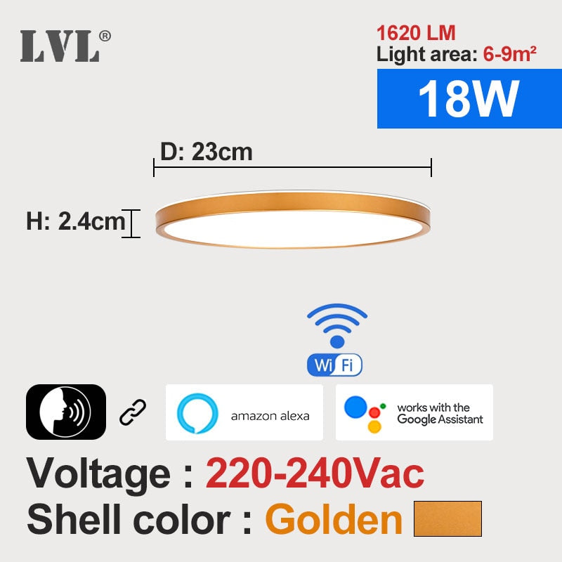 LED Smart Panel Light WiFi App Voice Control Work With Google Home Alexa Echo Ultrathin Surface Mounting LED Panel - TIKIJTRONICS # 0