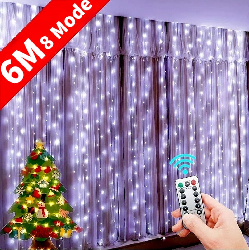 LED String Lights Christmas Decoration Remote Control USB Wedding Garland Curtain 3M Lamp Holiday For Bedroom Bulb Outdoor Fairy - TIKIJTRONICS # 0