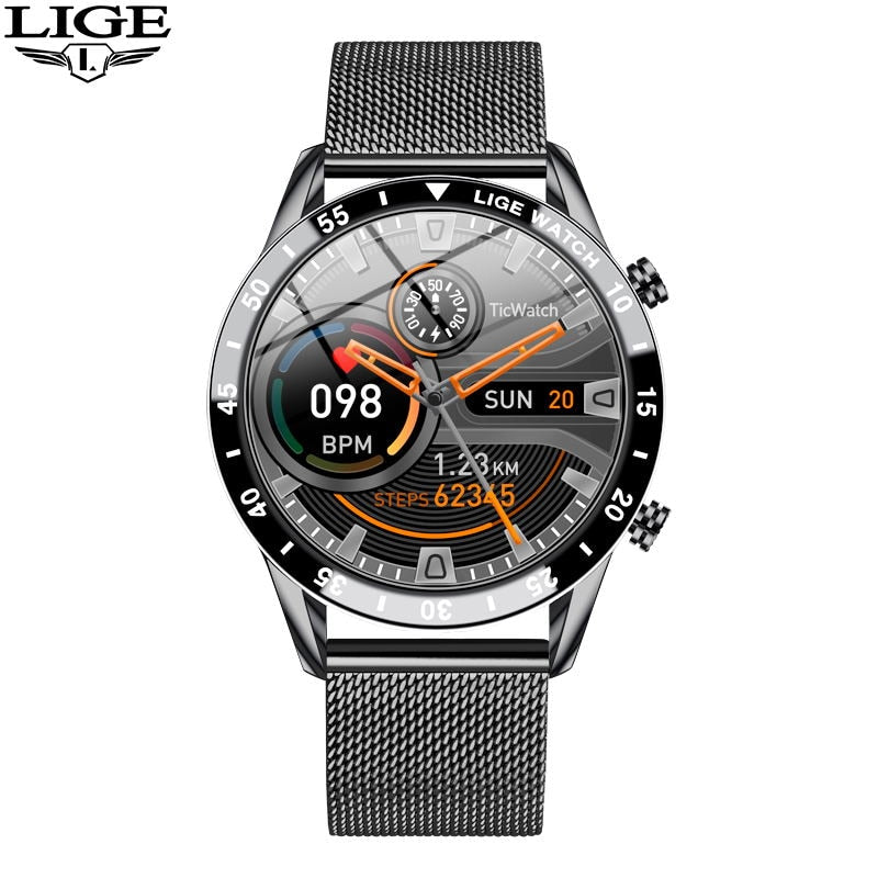 LIGE 2023 Full Circle Touch Screen Steel Band Luxury Bluetooth Call Men Smart Watch Waterproof Sport Activity Fitness Watch+Box - Premium 0 from TIKIJTRONICS - Just $37.99! Shop now at TIKIJTRONICS