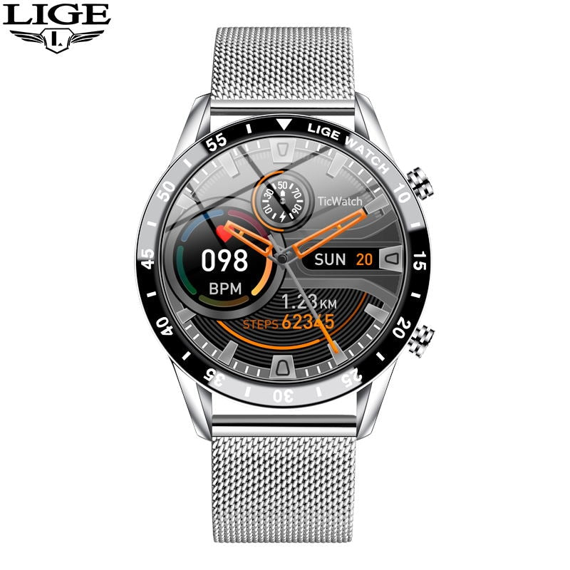 LIGE 2023 Full Circle Touch Screen Steel Band Luxury Bluetooth Call Men Smart Watch Waterproof Sport Activity Fitness Watch+Box - Premium 0 from TIKIJTRONICS - Just $37.99! Shop now at TIKIJTRONICS