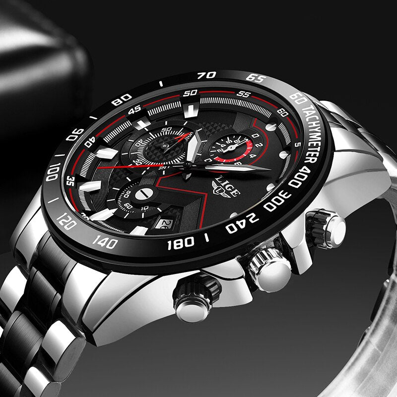 LIGE New Men Watch Business Waterproof Date Watches Fashion Multifunction Stainless Steel Black Quartz Watch relojes para hombre - TIKIJTRONICS # 0