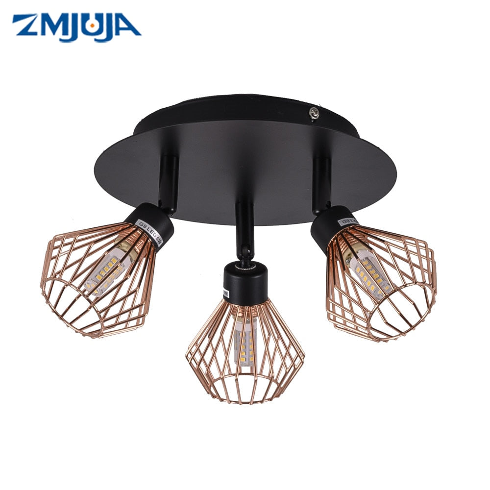 LOFT Modern Black Lustre chandeliers 1/2/3 heads Retro Adjustable G9 Bulb Lamp rotatable creative Art Ceiling luminaire Fixture TIKIJTRONICS