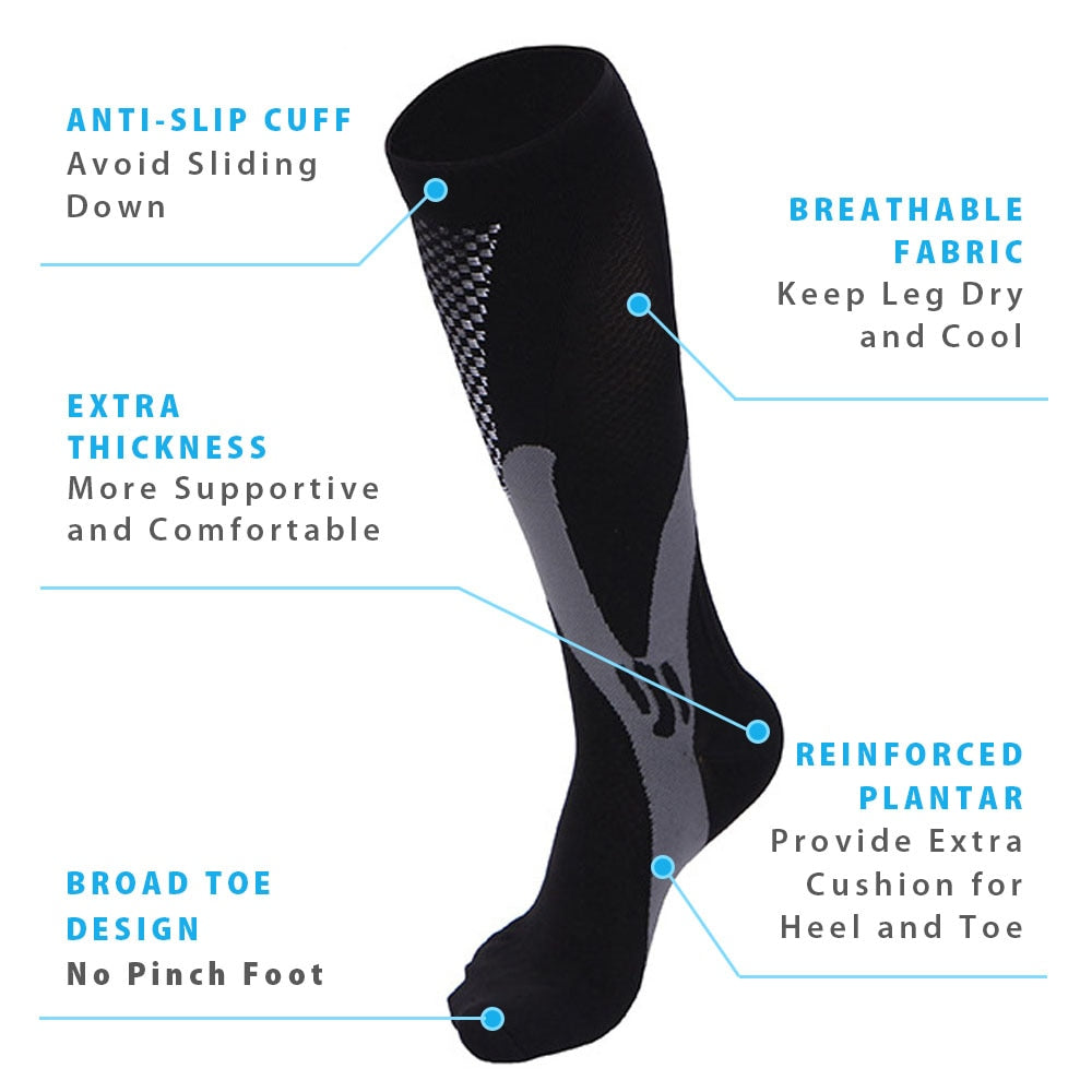 Leg Support Stretch Compression Socks Men Women Running Athletic Medical Pregnancy Travel Football Breathable Adult Sports Socks - TIKIJTRONICS 0 SPECIFICATIONStype: Men Women SocksSport Type: CyclingOrigin: Mainland ChinaMaterial: PolyesterHose Height: Knee-HighGender: MENFinger-separated: No TIKIJTRONICS  (Store description)