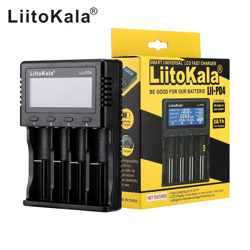 LiitoKala Lii-PD2 Lii-PD4 Lii-S8 Lii-500 Lii-600 Lii-PL2 battery Charger for 18650 26650 21700 AA AAA 3.7V lithium NiMH battery - TIKIJTRONICS 0 SPECIFICATIONSUse: Standard BatteryType: ElectricQuick charge: YesPackage: YesOrigin: Mainland ChinaIntelligent Charge: YesDisplay screen: NoData Transmission: OtherCertification: CE,FCC,RoHSBrand Name: liitokala TIKIJTRONICS  (Store description)