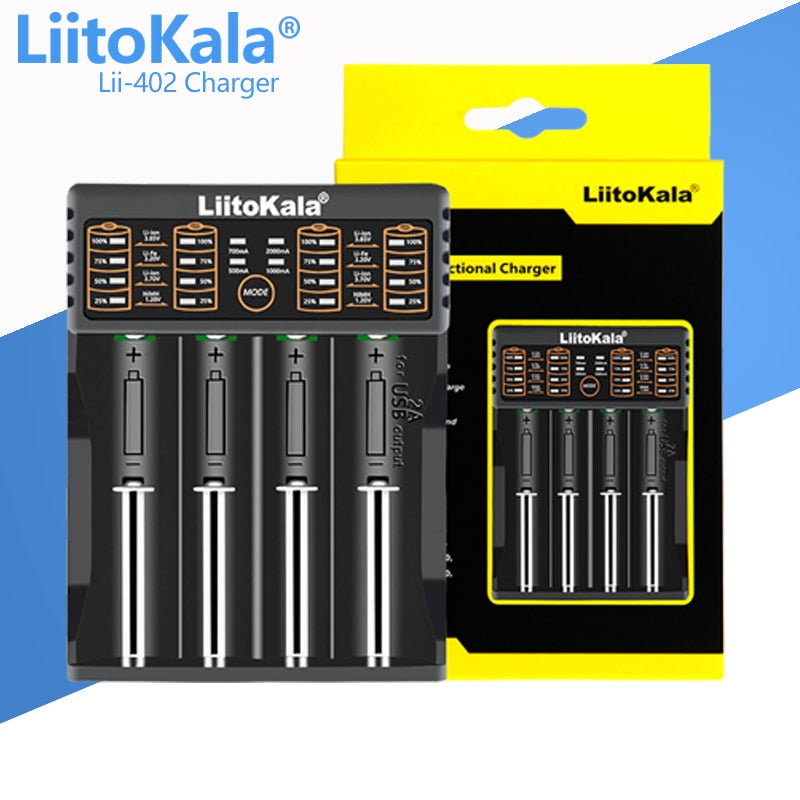 LiitoKala Lii-PD2 Lii-PD4 Lii-S8 Lii-500 Lii-600 Lii-PL2 battery Charger for 18650 26650 21700 AA AAA 3.7V lithium NiMH battery - TIKIJTRONICS 0 SPECIFICATIONSUse: Standard BatteryType: ElectricQuick charge: YesPackage: YesOrigin: Mainland ChinaIntelligent Charge: YesDisplay screen: NoData Transmission: OtherCertification: CE,FCC,RoHSBrand Name: liitokala TIKIJTRONICS  (Store description)