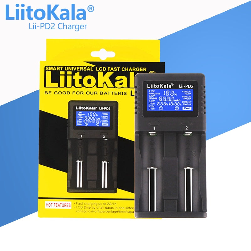 LiitoKala Lii-PD2 Lii-PD4 Lii-S8 Lii-500 Lii-600 Lii-PL2 battery Charger for 18650 26650 21700 AA AAA 3.7V lithium NiMH battery - TIKIJTRONICS 0 SPECIFICATIONSUse: Standard BatteryType: ElectricQuick charge: YesPackage: YesOrigin: Mainland ChinaIntelligent Charge: YesDisplay screen: NoData Transmission: OtherCertification: CE,FCC,RoHSBrand Name: liitokala TIKIJTRONICS  (Store description)