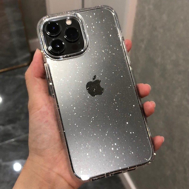 Luxury Glitter Bumper Bling Clear Case For iPhone 14 13 12 11 Pro Max Mini X XS Max XR 14 7 8 Plus Silicone Acrylic Cover funda - TIKIJTRONICS # 0