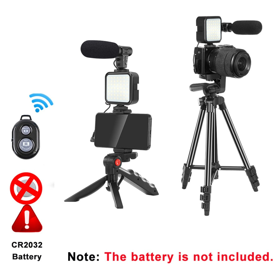 MAMEN Phone DSLR Camera Vlog Tripod Vlogging Kit with Remote Control Microphone LED Light for Smartphone Interview Live YouTube - TIKIJTRONICS # 0