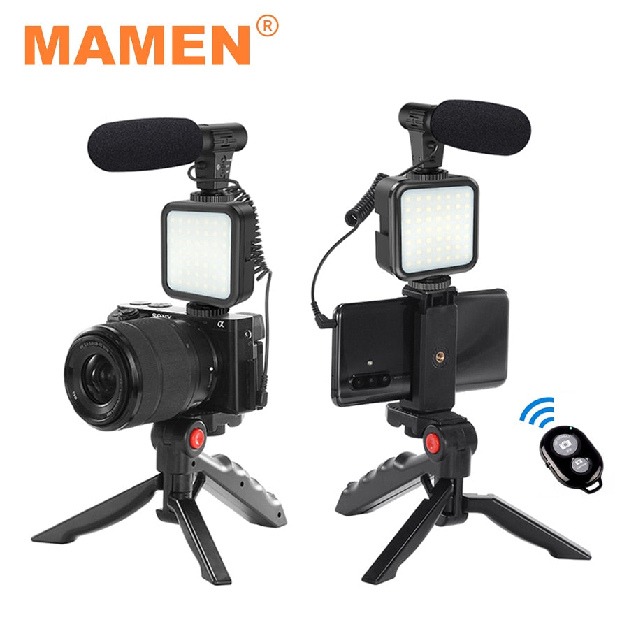 MAMEN Portable Vlogging Kit Video Making Equipment with Tripod Bluetooth Control for SLR Camera Smartphone Youtube Photography - TIKIJTRONICS # 0