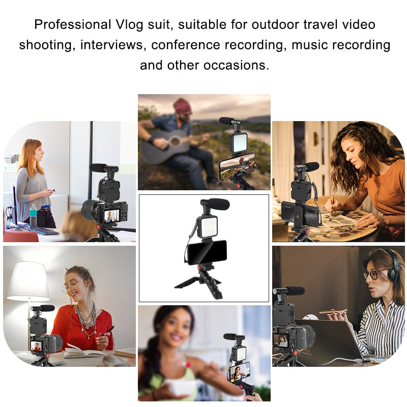 MAMEN Portable Vlogging Kit Video Making Equipment with Tripod Bluetooth Control for SLR Camera Smartphone Youtube Photography - TIKIJTRONICS # 0