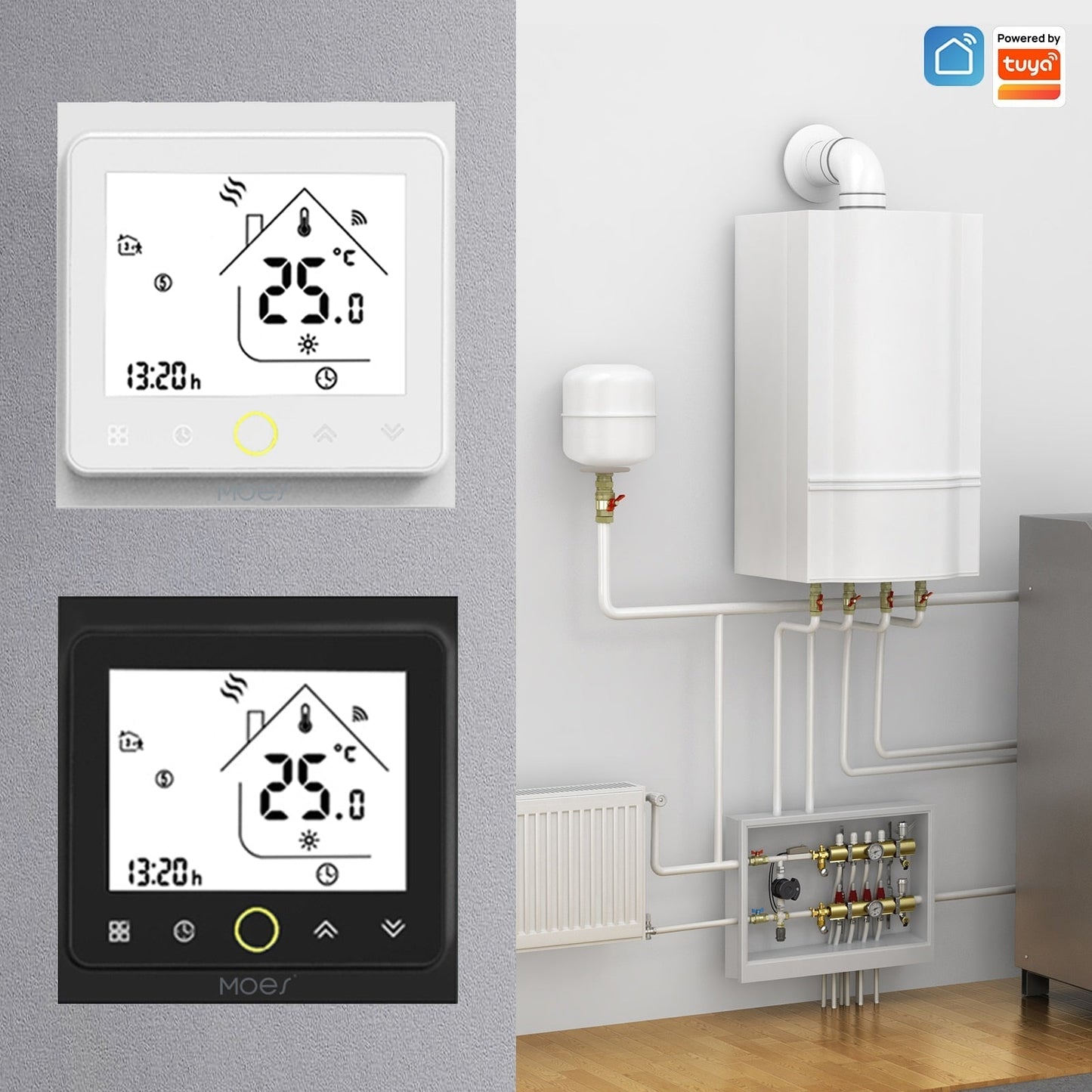 MOES WiFi Water/Electric Floor Heating Thermostat Gas Boiler Temperature Controller Smart Alexa tuya Google Voice zigbee Control - Premium 0 from TIKIJTRONICS - Just $26.12! Shop now at TIKIJTRONICS